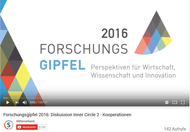 Forschungsgipfel 2016: Diskussion Inner Circle 2 - Kooperationen